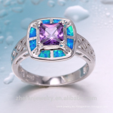 anillo de plata de zafiro amatista color circonita opal